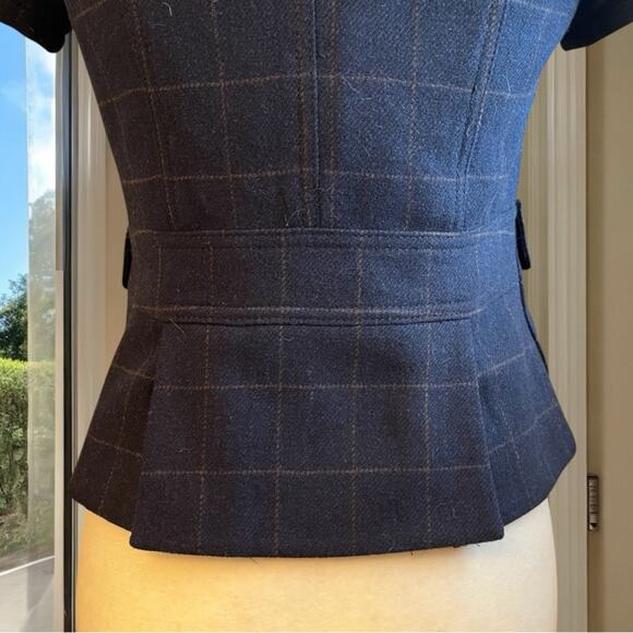 NEW Banana Republic Wool Windowpane Plaid Academia Portrait Blazer Jacket 0 NWOT - Picture 7 of 16